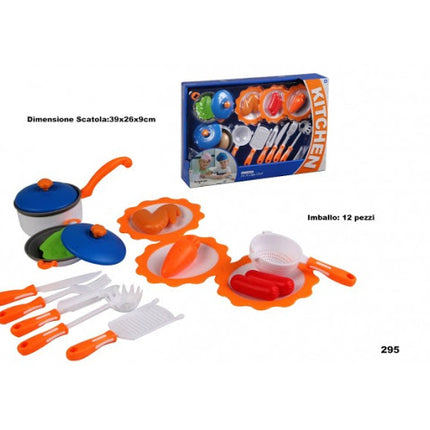 Set Cucina Giocattolo Bambini Pentoline e Posate